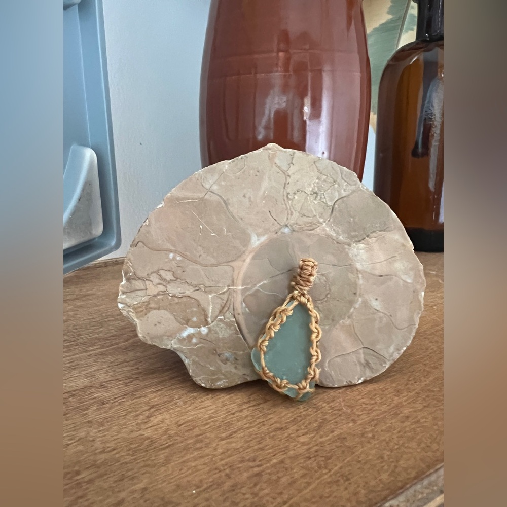 Seaglass macrame pendant